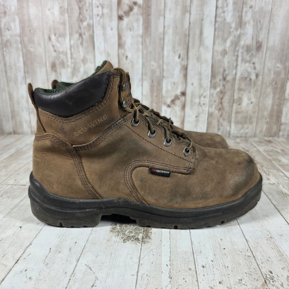 Red Wing 435 King Toe 6-Inch Waterproof Brown Leather Work Boots Mens 9 D EH‎